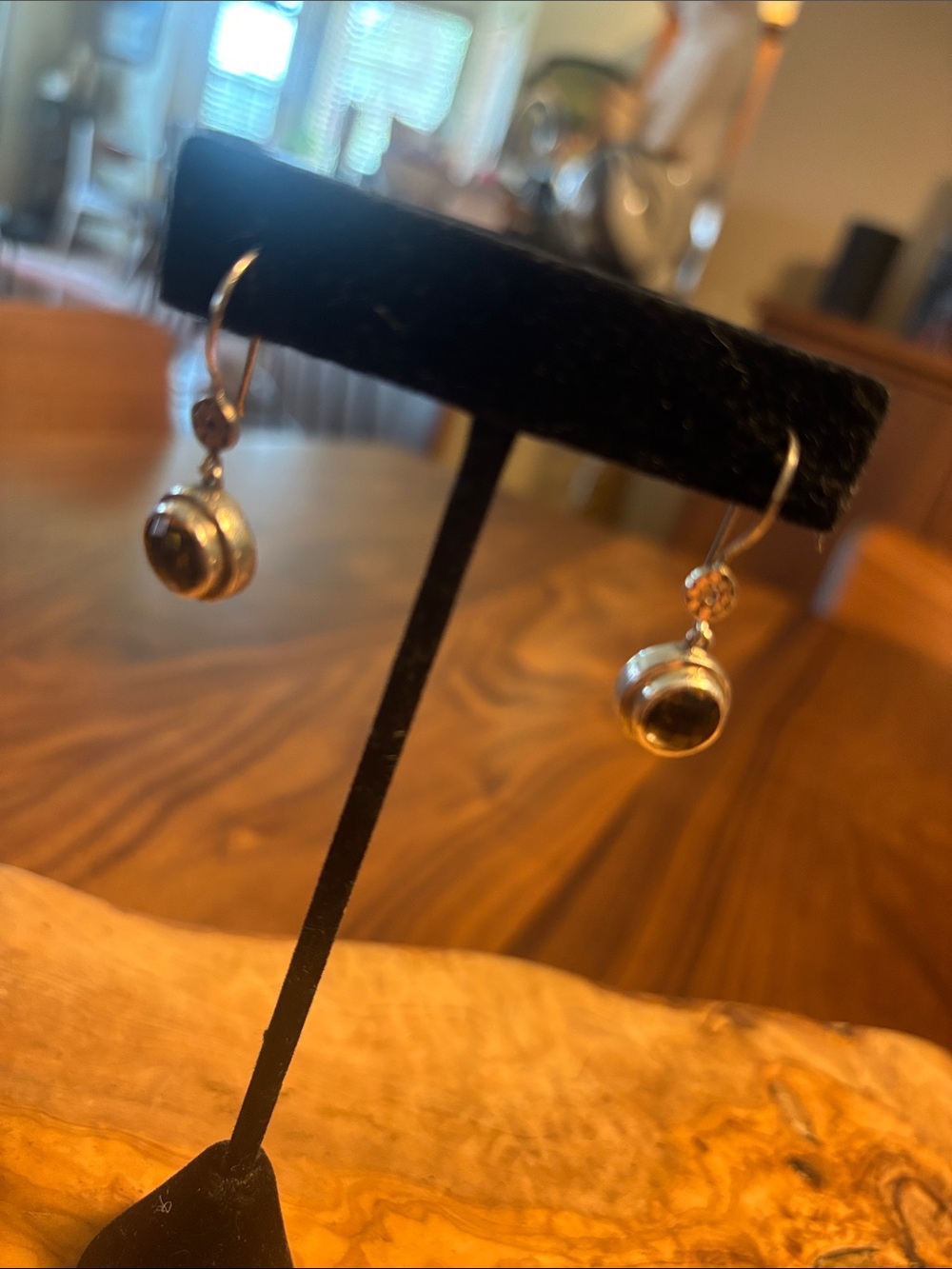 Lori Bonn Silver Drop Earrings with Lavender Diamond Cut Stone